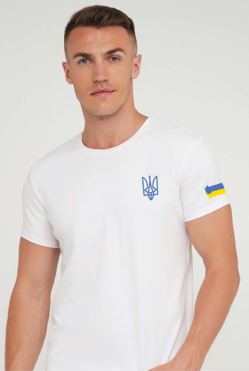 Футболка з патріотичною символікою T-SHIRT MEN UNIQUE PRINT 4601/010, white M00021 (білий)