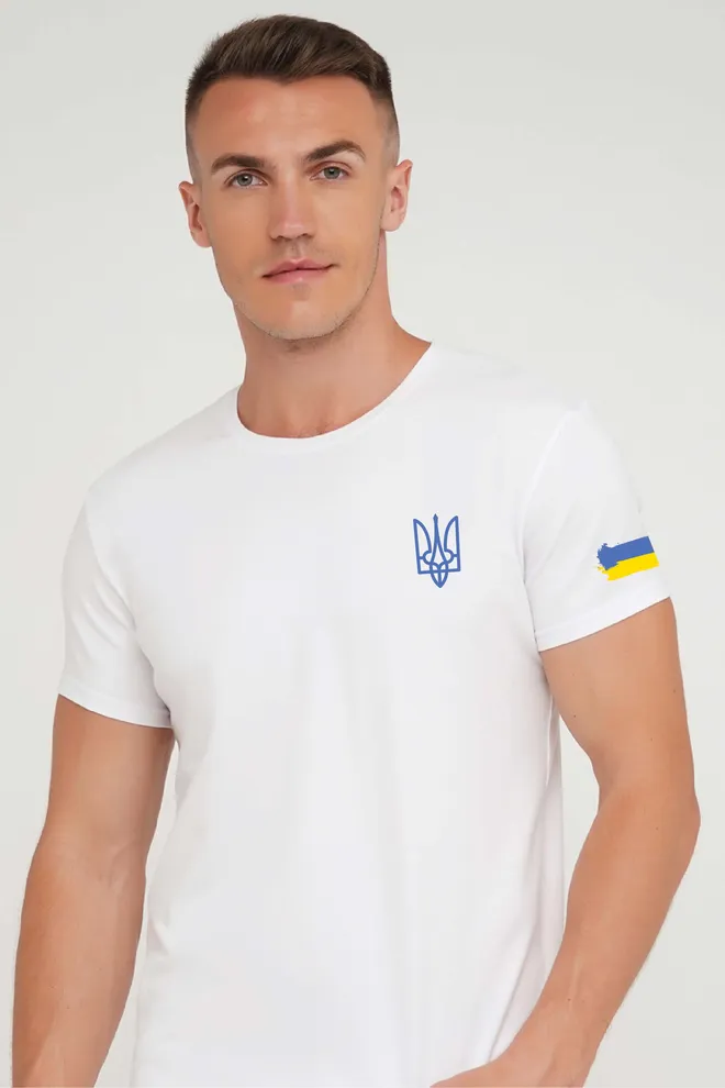 Футболка з патріотичною символікою T-SHIRT MEN UNIQUE PRINT 4601/010, white M00021 (білий)