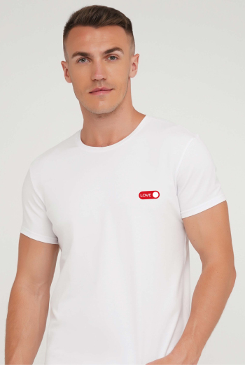 Футболка з написом "LOVE" T-SHIRT MEN UNIQUE PRINT 4601/010, white M00022 (білий) Футболка з написом "LOVE" T-SHIRT MEN UNIQUE PRINT 4601/010, white M00022 (білий)