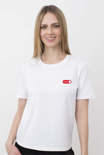 Футболка жіноча з написом "LOVE" T-SHIRT WOMEN UNIQUE PRINT 4802/010, white W00022 (білий) Футболка жіноча з написом "LOVE" T-SHIRT WOMEN UNIQUE PRINT 4802/010, white W00022 (білий)