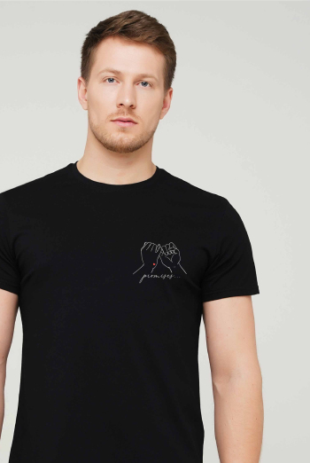 Футболка з написом "Promises" T-SHIRT MEN UNIQUE PRINT 4601/010, black M00024 (чорний)