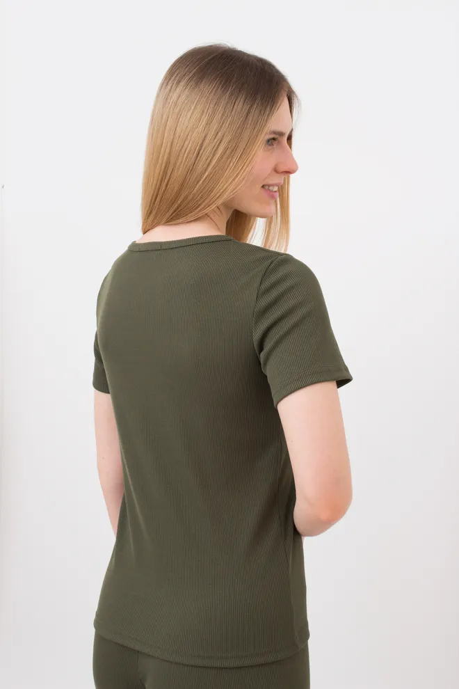 Футболка жіноча в рубчик Rib 4804/010 Giulia  (khaki), зелений