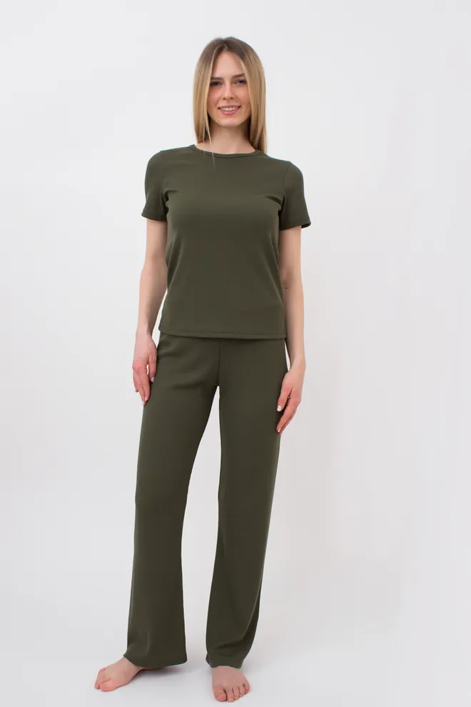 Футболка жіноча в рубчик Rib 4804/010 Giulia  (khaki), зелений