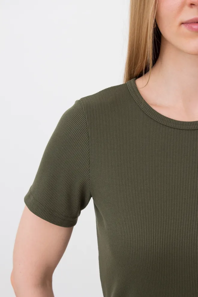 Футболка жіноча в рубчик Rib 4804/010 Giulia  (khaki), зелений