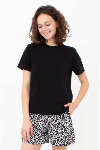 Бавовняна футболка T-SHIRT BASIC NECK FLEX 4815/010 Giulia (black), чорний Бавовняна футболка T-SHIRT BASIC NECK FLEX 4815/010 Giulia (black), чорний