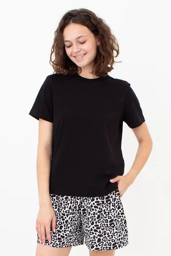 Бавовняна футболка T-SHIRT BASIC NECK FLEX 4815/010 Giulia (black), чорний