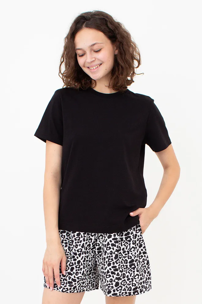 Бавовняна футболка T-SHIRT BASIC NECK FLEX 4815/010 Giulia (black), чорний