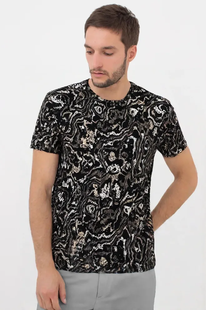 Футболка чоловіча принтована COUNTRY PRINT 4601/010 Giulia (abstract print), чорний