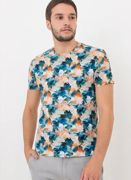 Футболка мужская принтованная COUNTRY PRINT 4601/010 Giulia (watercolor pattern), голубой