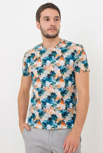 Футболка чоловіча принтована COUNTRY PRINT 4601/010 Giulia (watercolor pattern), блакитний