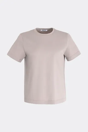 Женская хлопковая футболка T-SHIRT BASIC 4822/010 Giulia (mushroom beige), бежевый