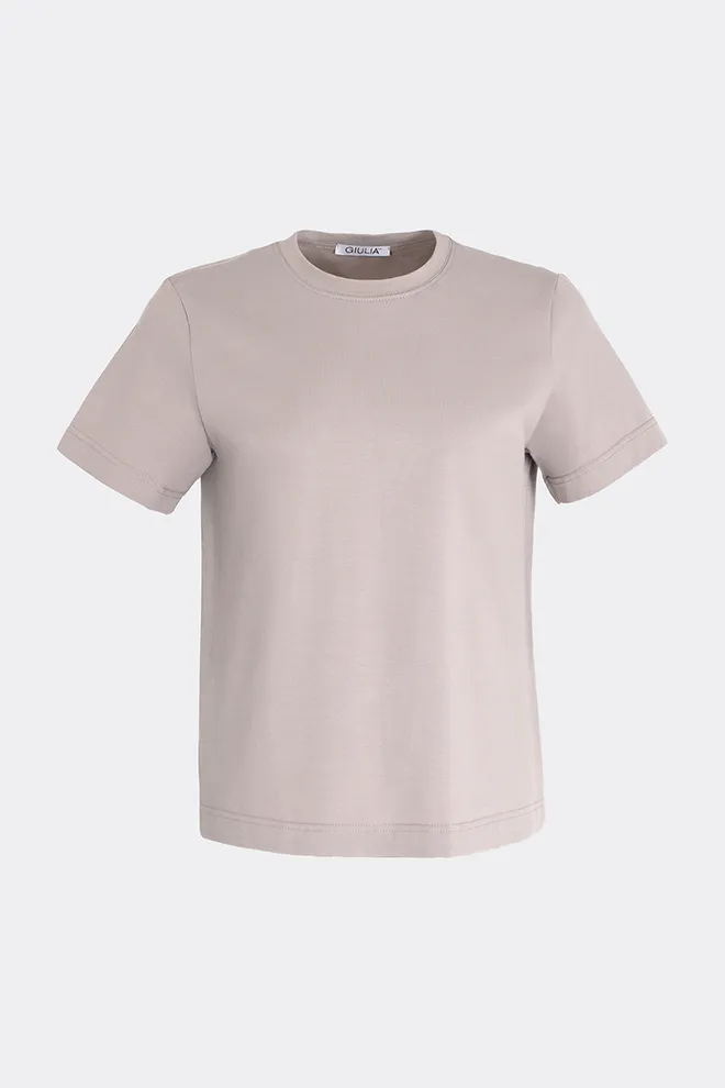 Женская хлопковая футболка T-SHIRT BASIC 4822/010 Giulia (mushroom beige), бежевый