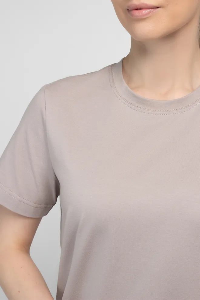 Женская хлопковая футболка T-SHIRT BASIC 4822/010 Giulia (mushroom beige), бежевый
