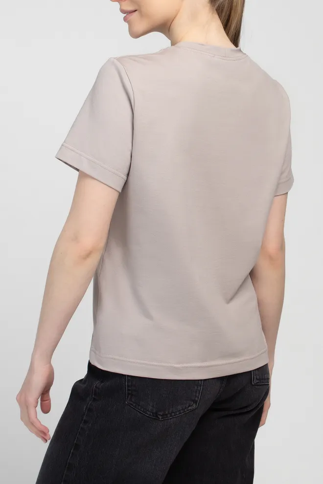 Женская хлопковая футболка T-SHIRT BASIC 4822/010 Giulia (mushroom beige), бежевый