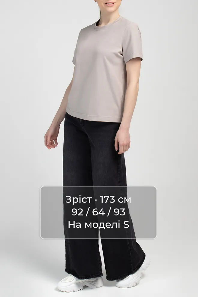 Женская хлопковая футболка T-SHIRT BASIC 4822/010 Giulia (mushroom beige), бежевый