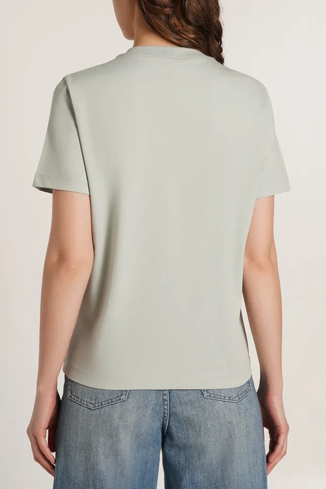 Женская хлопковая футболка T-SHIRT BASIC NECK 4815/010 Giulia (sage green), зеленый