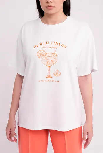 Хлопковая футболка с принтом T-SHIRT BASIC PRINT NECK 4819/010 Giulia (white/letter print), белый Хлопковая футболка с принтом T-SHIRT BASIC PRINT NECK 4819/010 Giulia (white/letter print), белый