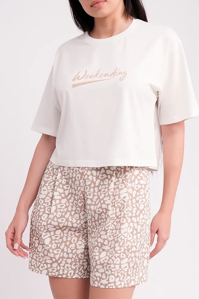 Женская футболка T-SHIRT BASIC PRINT NECK 4820/010 Giulia (milk), белый