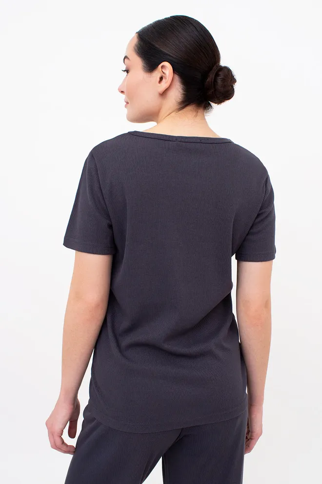Футболка жіноча в рубчик RIB 4804/010 Giulia (graphite), сірий