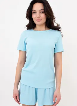 Футболка женская в рубчик RIB 4804/010 Giulia (sky blue), голубой Футболка женская в рубчик RIB 4804/010 Giulia (sky blue), голубой