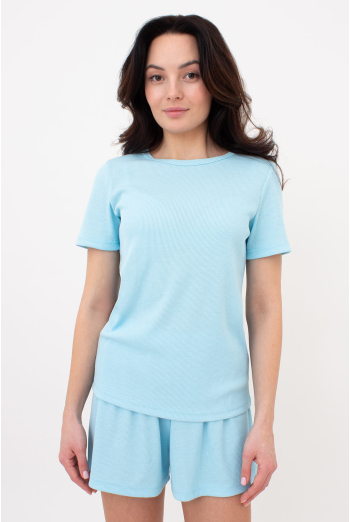 Футболка женская в рубчик RIB 4804/010 Giulia (sky blue), голубой Футболка женская в рубчик RIB 4804/010 Giulia (sky blue), голубой