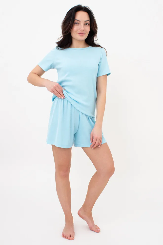 Футболка жіноча в рубчик RIB 4804/010 Giulia (sky blue), блакитна