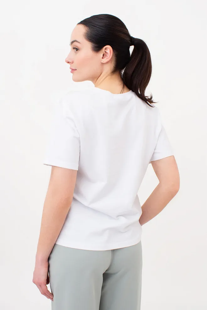 Футболка жіноча з пальмами T-SHIRT PRINT 4802/60 Giulia (white/palm print), білий