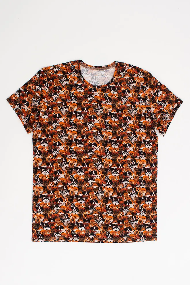 Чоловіча принтована футболка FUNKY DOGS 4601/010 Giulia (dog), помаранчевий