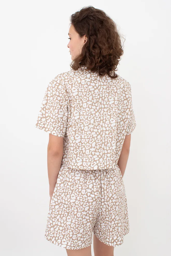Укорочена сорочка з бавовни STREET SPOTTED 7601/010 Giulia (beige/milk leopard print), бежевий