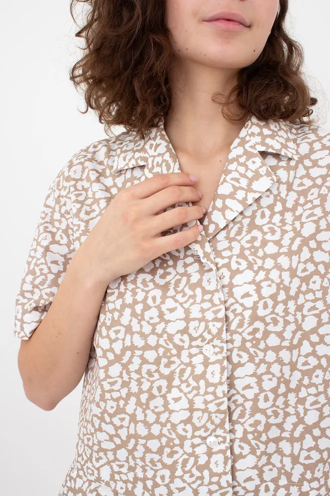 Укорочена сорочка з бавовни STREET SPOTTED 7601/010 Giulia (beige/milk leopard print), бежевий