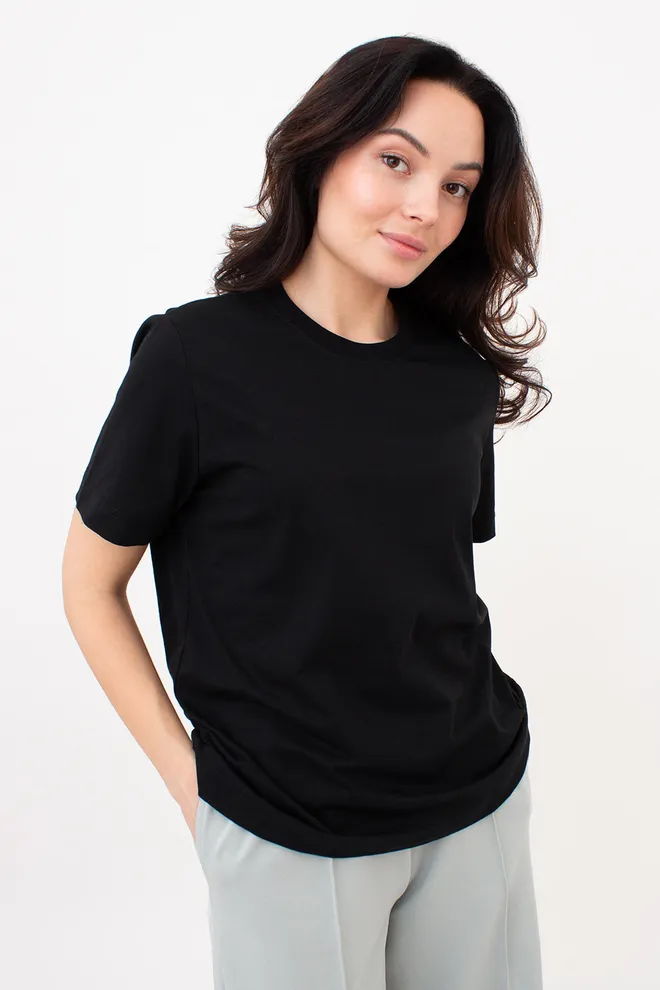 Жіноча бавовняна футболка T-SHIRT BASIC NECK 4815/010 Giulia (black), чорний