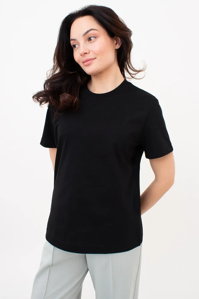 Жіноча бавовняна футболка T-SHIRT BASIC NECK 4815/010 Giulia (black), чорний