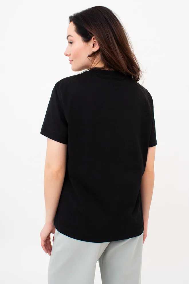 Жіноча бавовняна футболка T-SHIRT BASIC NECK 4815/010 Giulia (black), чорний