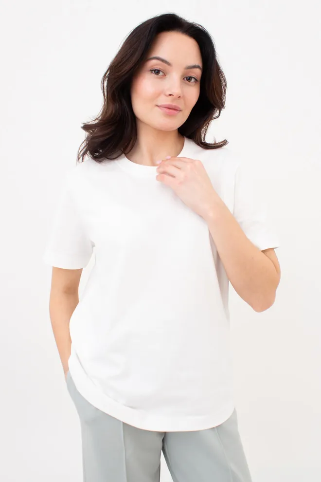 Жіноча бавовняна футболка T-SHIRT BASIC NECK 4815/010 Giulia (milk), білий