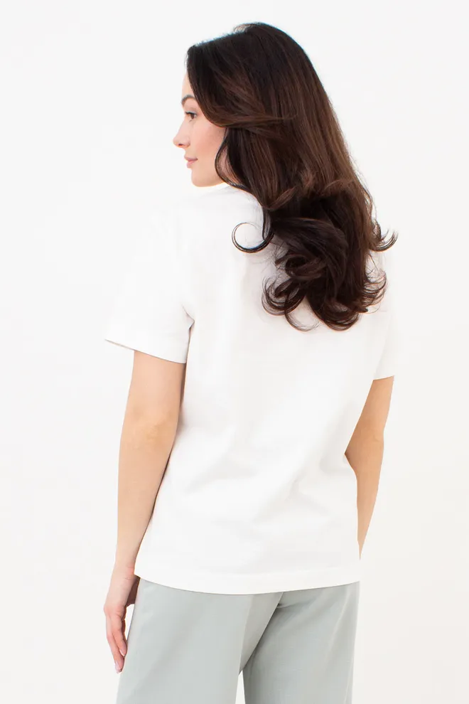 Жіноча бавовняна футболка T-SHIRT BASIC NECK 4815/010 Giulia (milk), білий