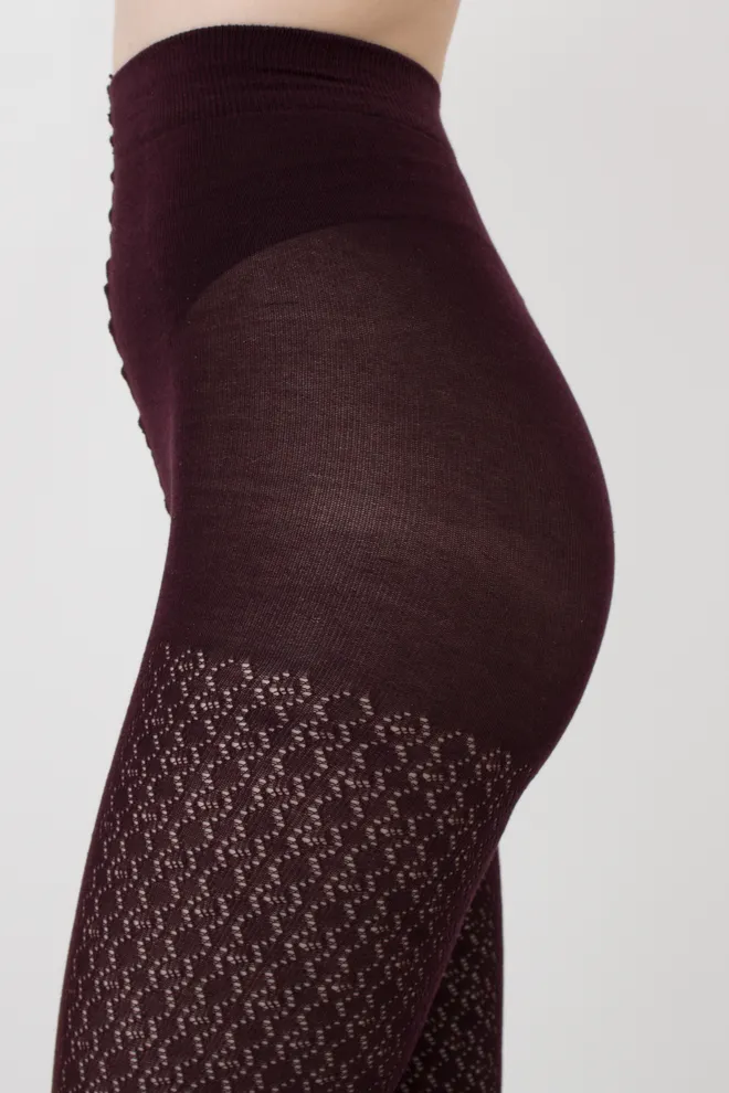 Теплі бавовняні колготки з малюнком Rio 150 den model 9 Giulia (marsala)