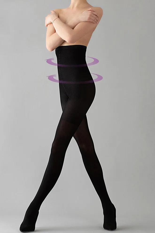 Теплі колготки з високою талією та силіконовим поясом Talia control 100 den Giulia (nero)