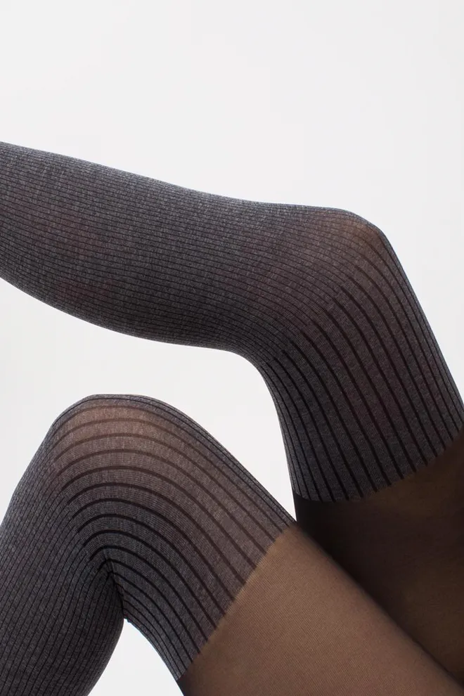 Колготки з імітацією панчіх Enjoy melange 60 den model 4 Giulia (dark grey melange)