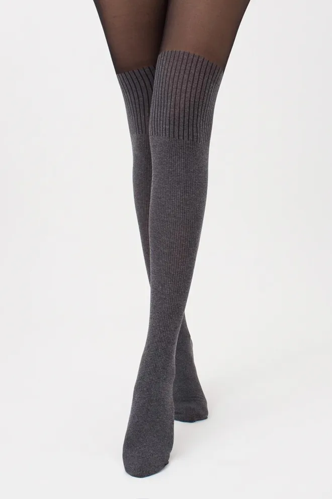 Колготки з імітацією панчіх Enjoy melange 60 den model 4 Giulia (dark grey melange)