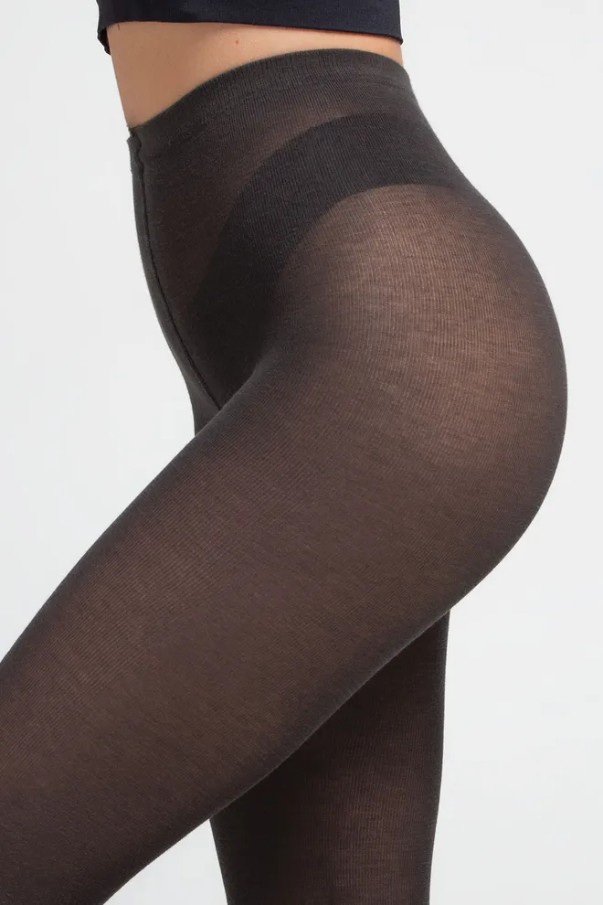 Колготки теплые из хлопка MICROCOTTON 100 Giulia (grey), серый