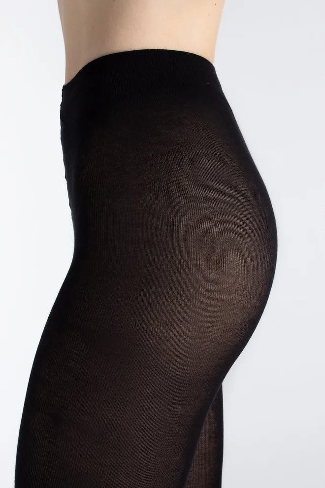 Колготки теплые из хлопка MICROCOTTON 100 Giulia (nero), черный