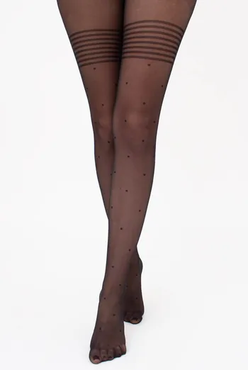 Колготки в горошек с имитацией чулок DOTS UP 40 (1) Giulia (nero), черный Колготки в горошек с имитацией чулок DOTS UP 40 (1) Giulia (nero), черный