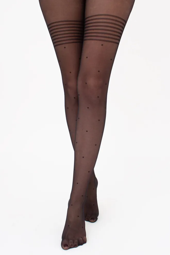 Колготки в горошок з імітацією панчіх DOTS UP 40 (1) Giulia (nero), чорний