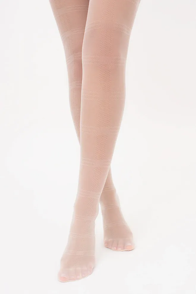 Колготки в клітинку MEGAN 40 (8) Giulia (crema), білий