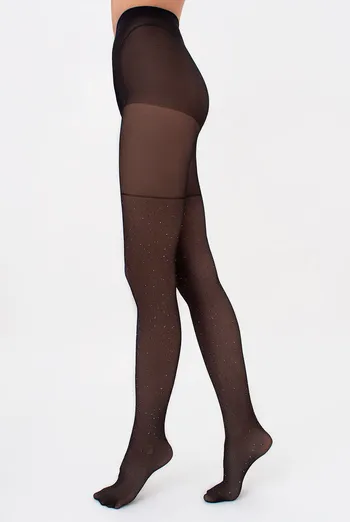 Колготки с имитацией ботфортов в ромбик с люрексом AFINA LUREX 40 (2) Giulia (nero), черный