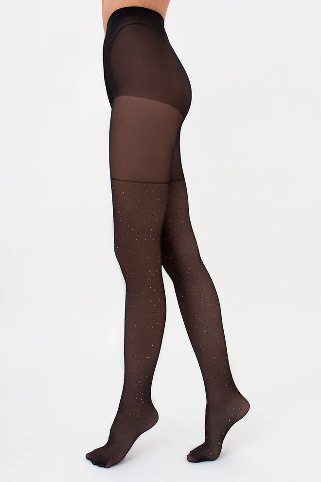 Колготки з імітацією ботфортів у ромбік з люрексом AFINA LUREX 40 (2) Giulia (nero), чорний