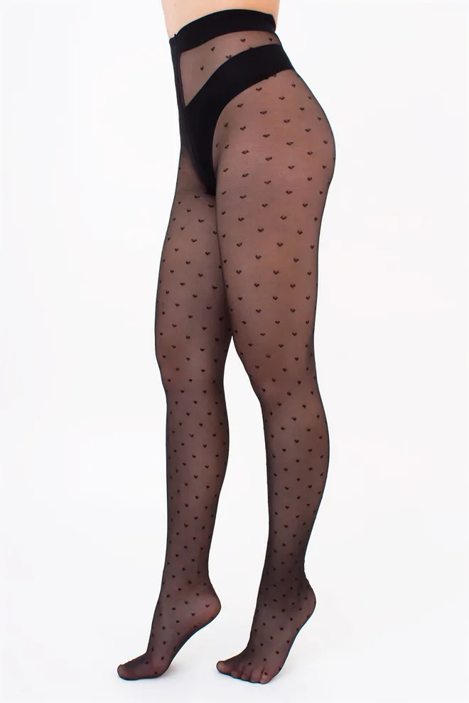 Колготки з малюнком сердечко LOVERS 20 (4) Giulia (nero), чорний
