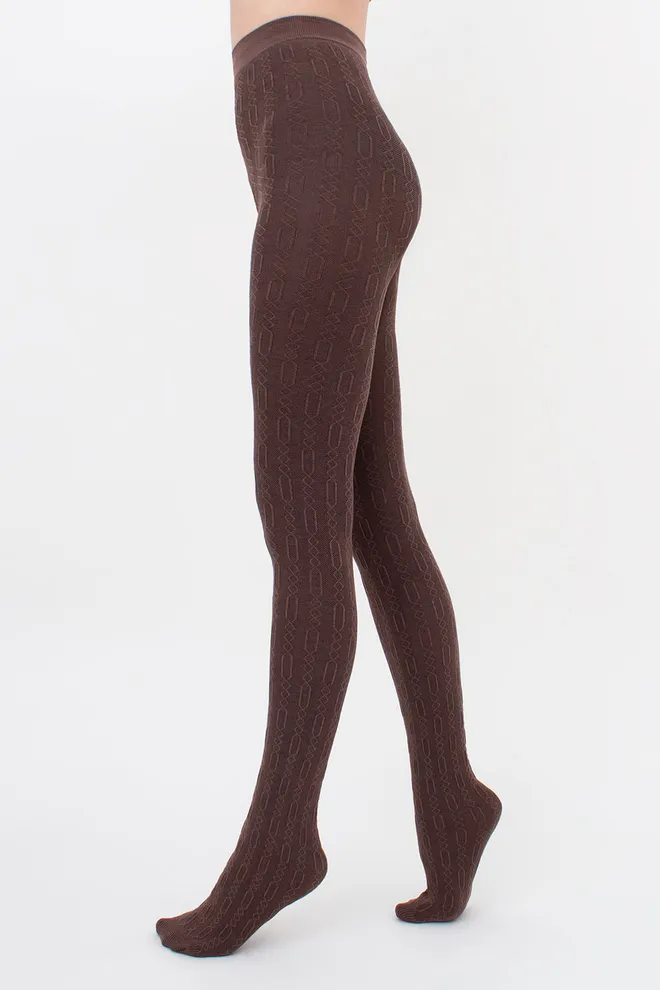 Теплі фактурні колготки BRAID 150 (3) Giulia (deep taupe), коричневий