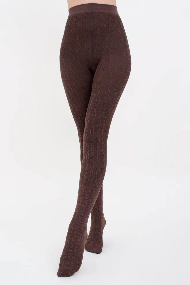 Теплі фактурні колготки BRAID 150 (3) Giulia (deep taupe), коричневий