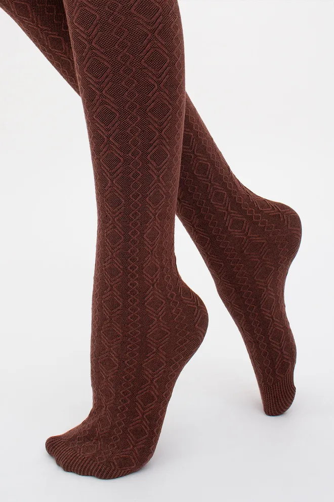 Теплі фактурні колготки з геометричним малюнком BRAID 150 (1) Giulia (mink), коричневий